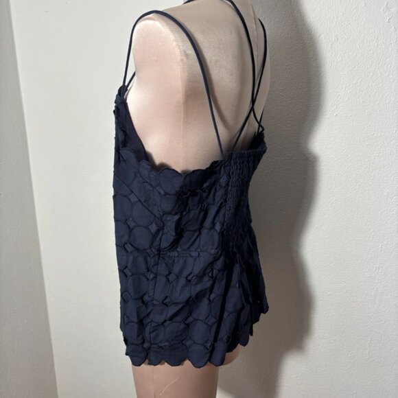 Maeve by Anthropologie Navy Large Polkadot Spaghetti Strap Cropped Top - Picture 6 of 11